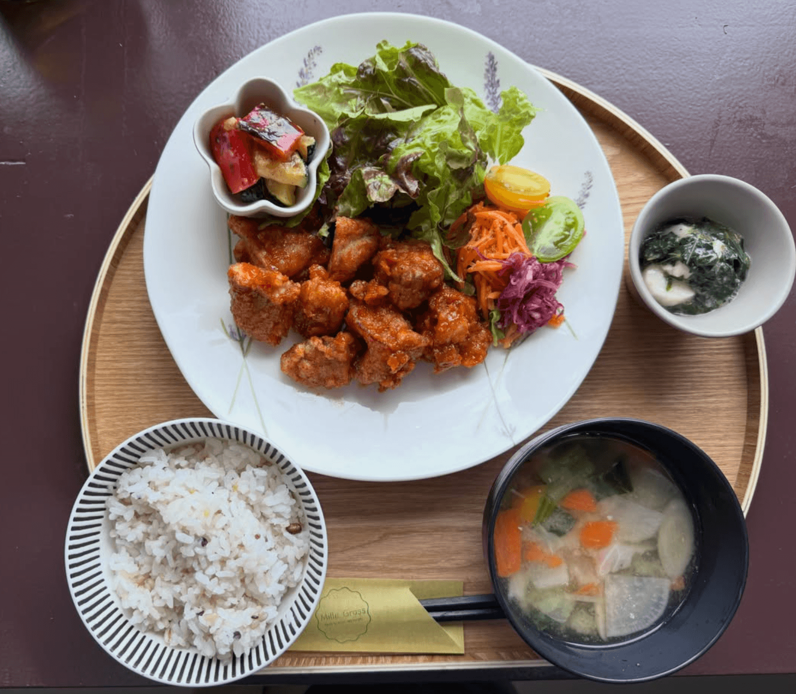 甘辛から揚げの定食